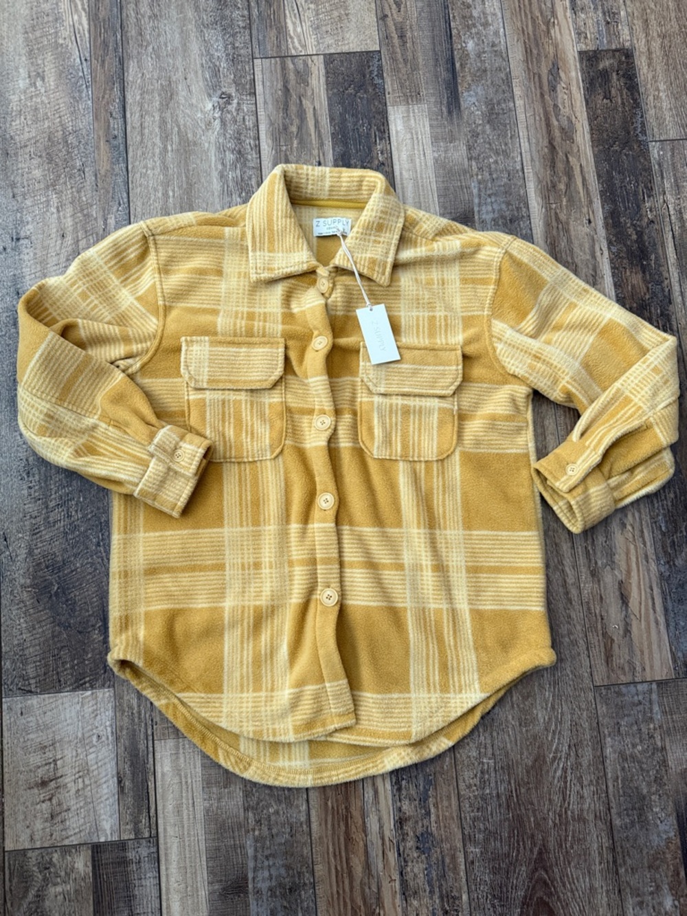 Z Supply Mustard Yellow Plaid Button-Up Shacket